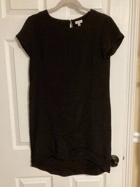 Cuyana 100% Silk T-Shirt Dress Black High Low Hem Size XS Made in USA